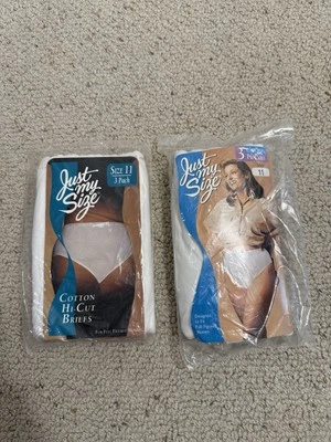 VTG Just My Size Full Brief Hi-Cut Panties High Cut White Cotton Size~11~ 5 Pair - Image 1 of 4