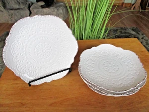 "Juego de 4 platos de ensalada crema Pfaltzgraff CHATEAU 8,5"" encaje en relieve ~ hermoso" - Imagen 1 de 3