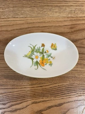 Bandeja Jabonera Vintage Cerámica Blanca Floral Mariposa Foto 1 de 4