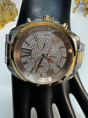Michael Kors Lexington Chronograph Gold Transparent Acrylic Crystal Watch Works - Image 1 of 4