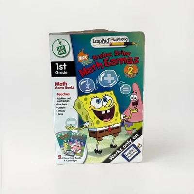 LeapPad Plus Writing SpongeBob Brainy Briny Math Games-2 Books & Cart- 1st Grade - Image 1 of 4