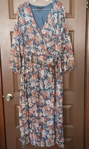 Maxi Vestido Boho Floral New Look Damas Talla 1X Doble Forrado Dividido - Imagen 1 de 10
