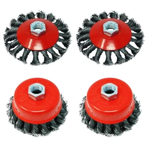 Twist Knot Wire Wheel Cup Brush Set for 115mm Angle Grinder Crew 4X - Picture 1 of 12