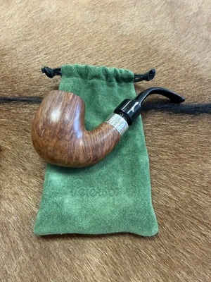 Pipa Peterson Flame Grain lisa doblada Apple Briar, conexión de plata de ley  Foto 1 de 4