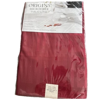 Origins Microfiber Tablecloth Ruby Red 52” Square Spill-Proof Wipes Clean NWT - Image 1 of 4
