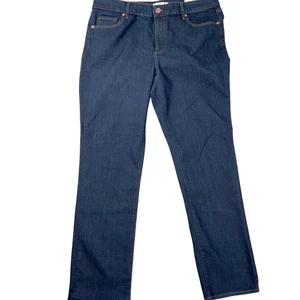 LOFT Jeans Women 14/32 Dark Blue Curvy Straight Leg Denim Stretch Normcore - Picture 1 of 12