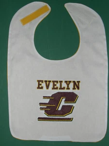 BABERO BEBÉ PERSONALIZADO DE LA UNIVERSIDAD CENTRAL MICHIGAN BLANCO O ROSA GRANDE - VOLADOR C - Imagen 1 de 2