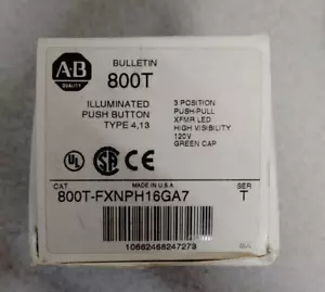 800T-FXNPH16GA7 GREEN ILLUM 3 POS PUSH-PULL PUSHBUTTON NEW!! QUANTITY!! WOW!! - Picture 1 of 4