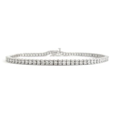 Brazalete Tenis Diamantes Conjunto Canal Oro Blanco 14K, 2.25 CTW, 12.71 Gramos Foto 1 de 4
