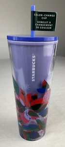 NEW!! Starbucks 2023 Holiday Venti Tumbler Poinsettia Purple & Red Cup Straw - Picture 1 of 7
