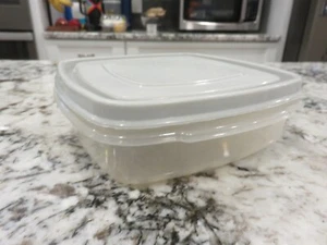 Vintage Rubbermaid Servin Saver #1 quadrato 2 tazze contenitore panini con coperchio grigio RARO - Foto 1 di 6