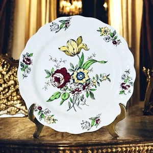 Antique Booths England PLYMOUTH A8007 Floral Scalloped 8 3/8" Luncheon Plate - Picture 1 of 8