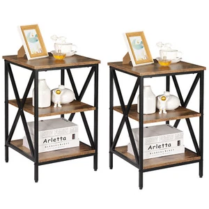 2X Versatile Side/End Table with Storage Shelf X-Shaped for Living Room Bedroom - Picture 1 of 12