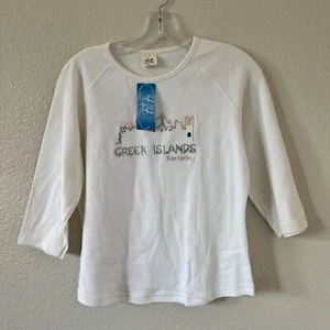 Nwt Greek Islands Santorini Embroidered 3/4 Sleeve Top Youth XL - Picture 1 of 8