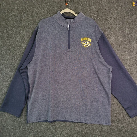 NASHVILLE PREDATORS NHL MENS SIZE XXL 2XL BLUE GRAY 1/4 ZIP PULLOVER JACKET NEW Cover