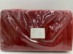 Pottery Barn Velvet Handcrafted Box Stitch Quilt King Ruby Red/Gray #Z1216 - Picture 1 of 9