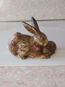 GOEBEL W. Germany RABBIT w/ BABY Porcelain Figurine #34 301- 1975 - Picture 1 of 8
