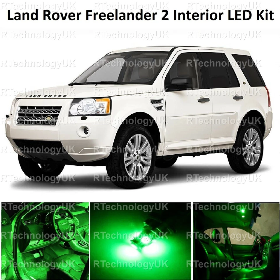 GREEN PREMIUM LAND ROVER FREELANDER 2 XENON INTERIOR LED LIGHT BULB KIT MKII - Image 1 of 1