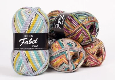 Sock yarn DROPS FABEL 75% Wool 25% Polyamide yarn 1.8oz 224 yards 50+ COLORS - Image 1 of 4
