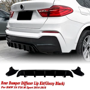 Rear Bumper Diffuser Lip Body Kit For BMW X4 F26 M Sport 2014-2018 2017 Black - Foto 1 di 9