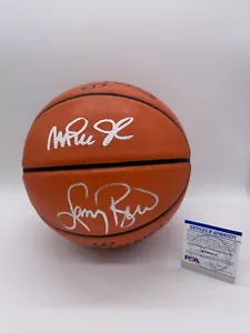 Magic Johnson Larry Bird Signed Spalding Game Replica Basketball BECKETT COA - Picture 1 of 3