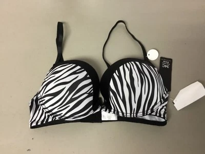 Новый с Ярлыками женская Rampage Intimates бюстгальтер пуш-ап размер 34C черный и белый #165L - Изображение 1 из 2