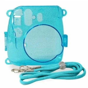 Mini Instant Camera Case W/Shoulder Strap - Hardshell Glitter Case BLUE - Picture 1 of 4