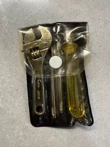 Vintage Kmart MINIATURE TOOL KIT NOS Crescent Wrench and Screwdriver with 3 bits - Picture 1 of 6