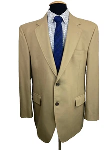 JOS. A. Blazer Abrigo Deportivo Chaqueta 44R BANK Para Hombres Marrón Caqui LANA PURA Calce Clásico - Imagen 1 de 11