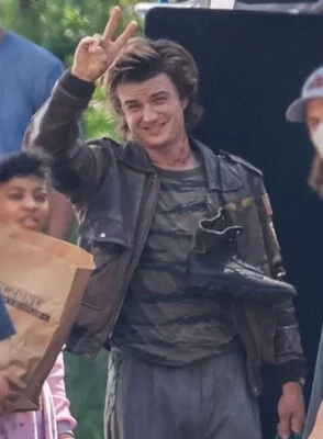 Handmade TV Series Stranger Things S04 Steve Harrington Brown Leather Jacket - Image 1 of 4