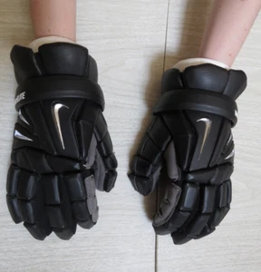 Nike Vapor Elite schwarz gepolsterte Feld Lacrosse Handschuhe 4" offen 11" Länge LESEN - Bild 1 von 24