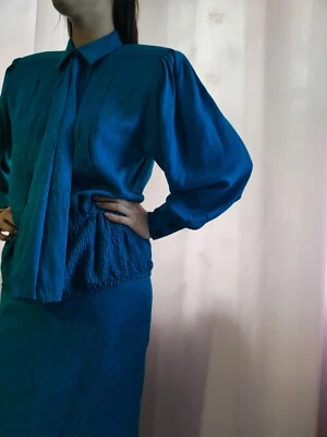 Traje falda seda Louis Féraud vintage años 60 70. Hermoso! Foto 1 de 4