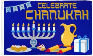 Chanukka Festival der Lichter Polyester 5'x3' Flagge - LETZTE PAAR - Bild 1 von 3