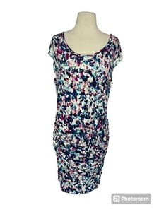 Kut From The Kloth White Pink and Blue Watercolor Short Sleeve Dress SZ XL Rayon - Picture 1 of 13