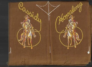 HOPALONG CASSIDY 1950'S LARGE COTTON SHEET OF 16 BROWN "POCKET CUT OUTS" - Picture 1 of 1