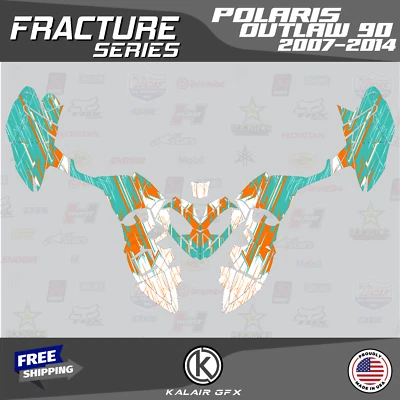 Kit de gráficos para fractura POLARIS OUTLAW 90 (2007-2014) - naranja verde azulado 16-MIL Foto 1 de 4