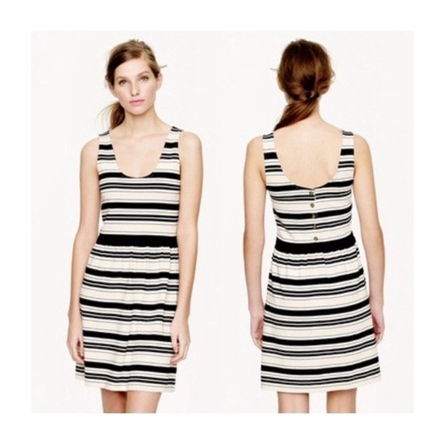 OFF WHITE J. Abito CREW nero bianco sporco senza maniche a righe A Line elasticizzato estivo primaverile XS