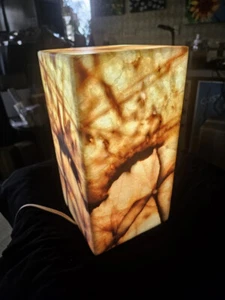 Beautiful Stone Onyx Table Lamp - 12" Tall - Rich Earthy Colors - #2 - Picture 1 of 7