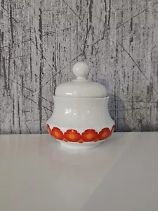 Tirschenreuth Bavaria Zuckerdose Porzellan Retro 70er Jahre Blumen weiß rot - Bild 1 von 3