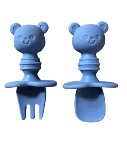 Baby Fork And Spoon Set , Silicone Self Feeding Utensil With Carry Case BPA-Free - Picture 1 of 4