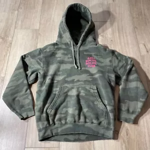 Size S - Anti Social Social Club Hoodie Men Green Camo Spellout Logo Ships Fast! - Picture 1 of 8