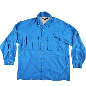 ExOfficio Buzz Off Blue Button Up L/S Mesh Vented Poly/Cotton Fishing Shirt XXL - Picture 1 of 16