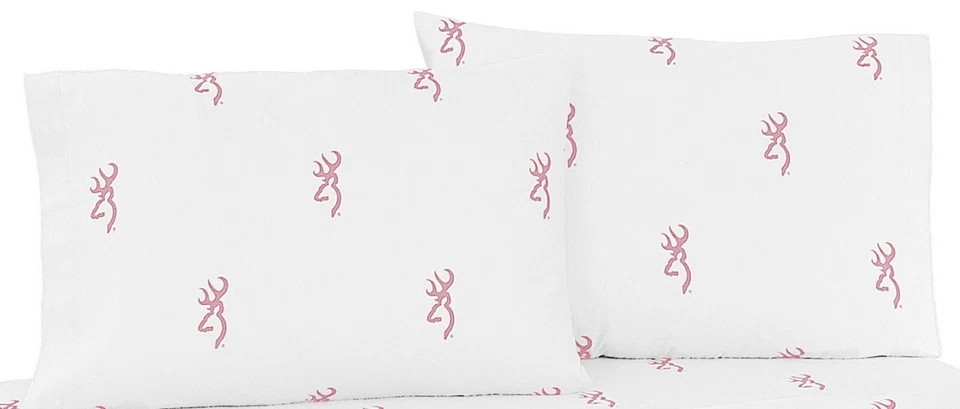 2 fundas de almohada estándar Browning Pink Buckmark granja blanco mezcla de algodón 60-40 Foto 1 de 1
