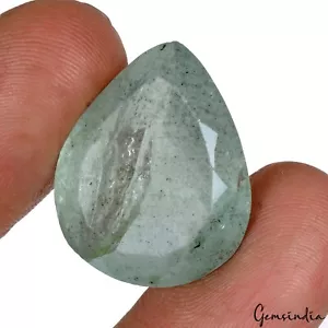 28.80 Cts Natural Brazilian Untreated Green Aquamarine Pear Cut Gem For Pendant - Picture 1 of 9