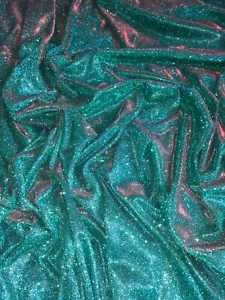 1 Mtr Green/Red Two Tone Glitter Stretch Moonlight Fabric 58”Wide Dress Backdrop - Picture 1 of 4
