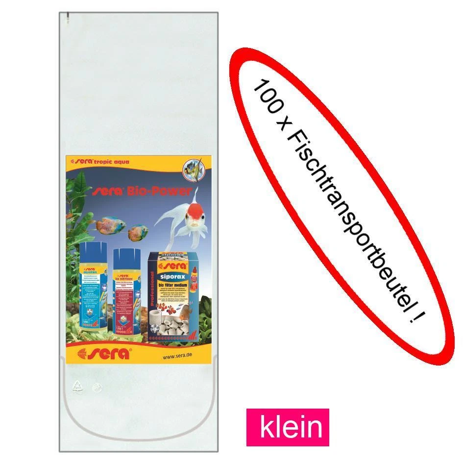 100 Stück sera Fischtransportbeutel klein, Fischbeutel, Fischtransport  - 11006 - Bild 1 von 1