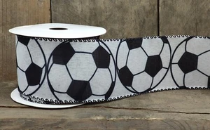 Nastro fiocco decorativo motivo calcio II 6,3 cm di larghezza - 1 rotolo (9 m) - Foto 1 di 1
