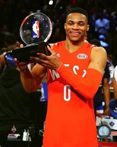 Russell Westbrook MVP Trophy 2016 NBA All-Star Game 8x10 Unsigned Photo - Picture 1 of 1