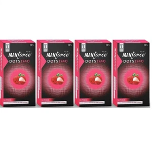 Manforce Extra Dotted Litchi Flavoured Condoms - 10 Pieces (Pack of 4) - Picture 1 of 2