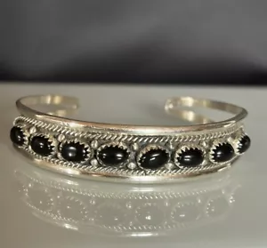 925 Silber Armreif mit Onyx Indianerschmuck - Bild 1 von 15
